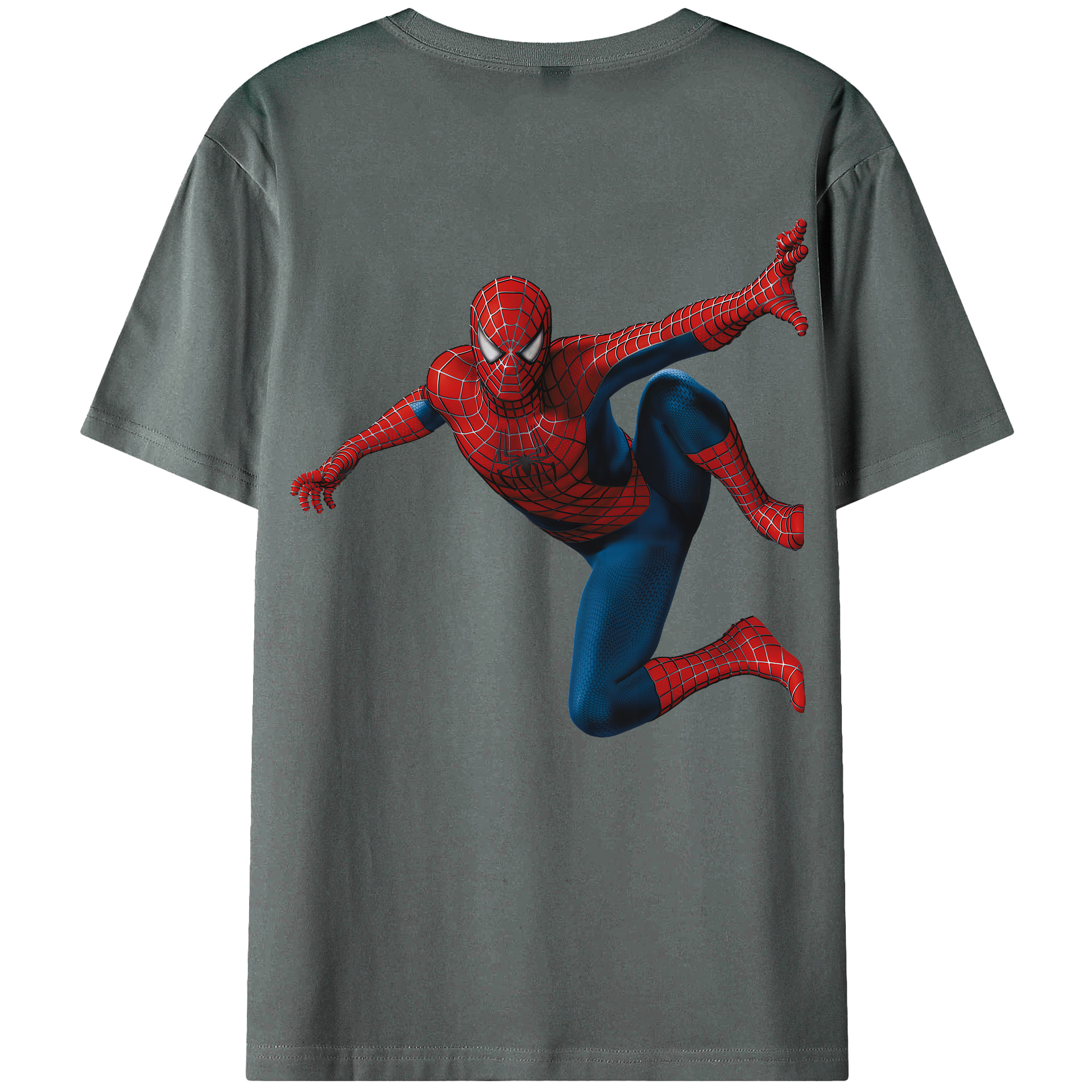 （画像用） Spider Man スパイダーマン 綿100％ メンズ半袖Tシャツ（バックプリント） 通気性